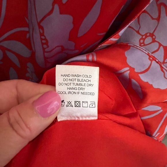 LOVERS + FRIENDS Noah Faux Wrap Dress Red & Purple Lined Spaghetti Strap Sz L - Picture 8 of 11